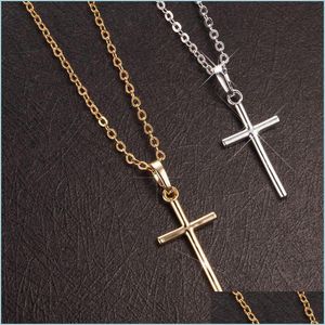 Pendentif Colliers Croix Pendentif Colliers Simple Femmes Hommes Clavicule Anti Allergie Chaînes En Alliage De Mode Bijoux Cadeau 1 2Sg Q2 Drop Deli Dheoa