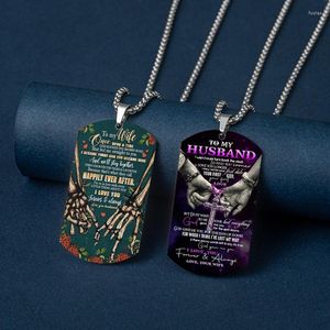 Hangende kettingen kruisen naar mijn man ketting titanium staal lange ketting ik hou van je paar sieraden voor mannen mannelijke geschenken