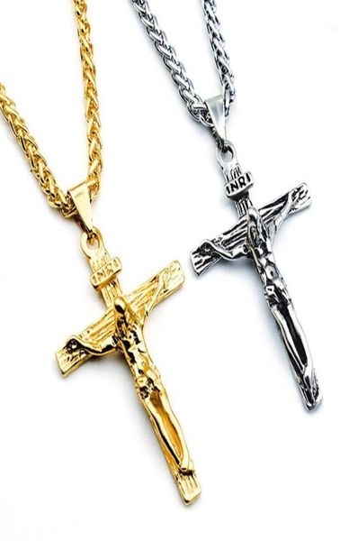 Collares colgantes Crucifijo Collar claro para hombres Mujeres Oración Jesús Caracol Cadena de eslabones Joyería al por mayor 3870619