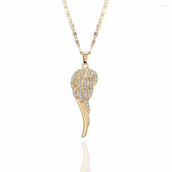 Pendentif colliers cristal aile d'ange pendentifs collier ensembles couleur ton or Kettingen Kolye bijoux pour femmes cadeau fête goutte