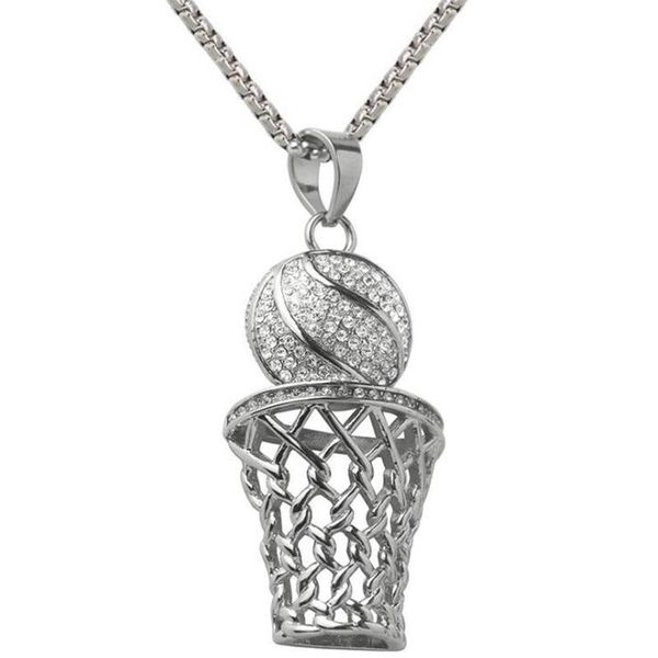 Colliers pendants Collier de basket-ball en cristal pour hommes collares Personnalité Chaîne de fitness Chaîne Hip Hop Bijoux Hip Hop Cadeaux