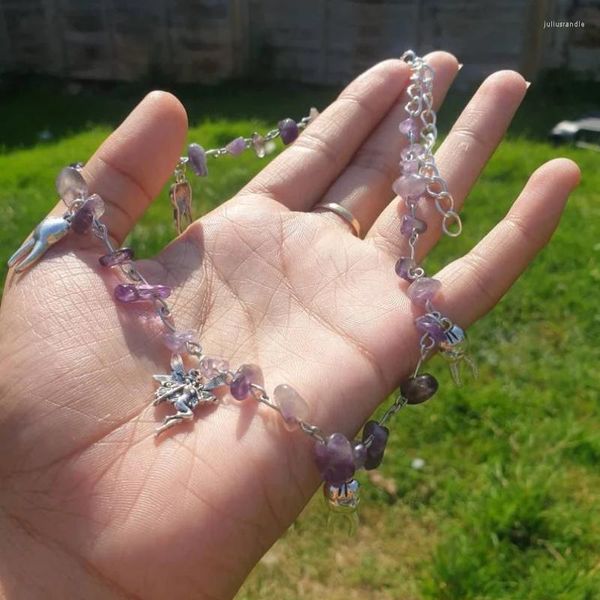 Collares pendientes Crystal Chip Tooth Fairy Collar Pixie Fairycore Cottagecore Pixiecore ToothFairy Rosariochain Witchy