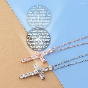 Pendentif colliers cristal croix Projection collier chrétien jésus unique écriture femmes hommes tour de cou bijoux