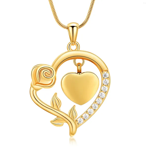 Pendentif Colliers Cristal Coeur Crémation Bijoux Rose Fleur Urne Collier Pour Cendres Femmes Gilrs Memorial Cendres Souvenir Titulaire