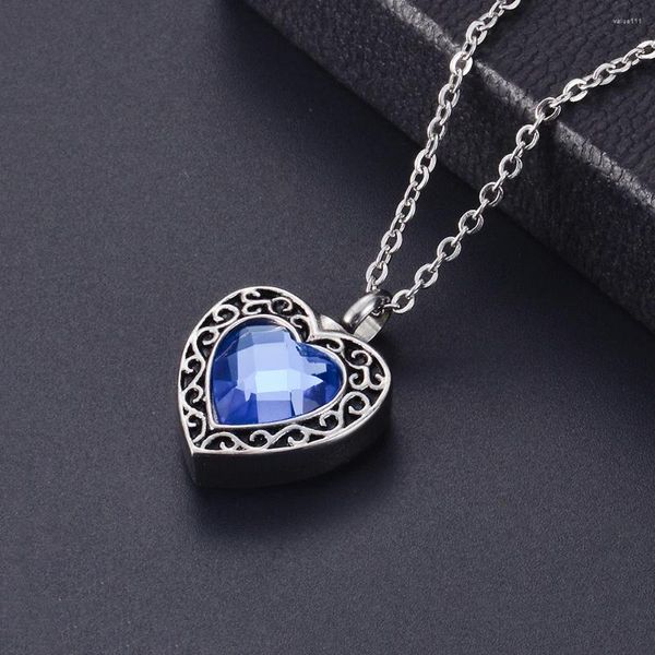 Collares colgantes Joyería de cremación de corazón de cristal para cenizas Mujeres Recuerdo de acero inoxidable Urna Collar conmemorativo Regalo con kit de embudo