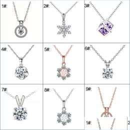 Colliers de pendentif Collier cristal 925 Sier 9 styles Chaîne Femmes Exquise Bijoux pour accessoires de mariage Livraison de drop Livraison Pendants Dhnru