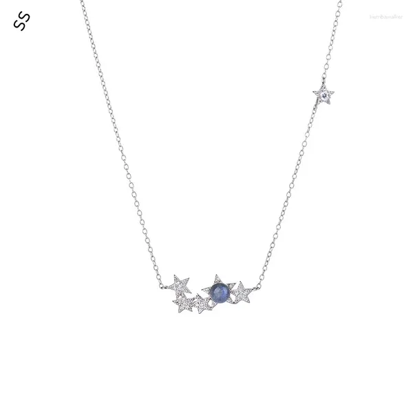 Pendentif Colliers Collier en cristal Femme Sexy Clavicule Minorité Naturel Gris Moonstone Light Luxe Star Clavicule Bijoux Accessoires