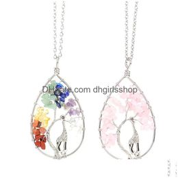 Pendentif Colliers Collier en cristal Girafe Gravier naturel Neige Accessoires de mode Drop Livraison Bijoux Pendentifs Dhqor