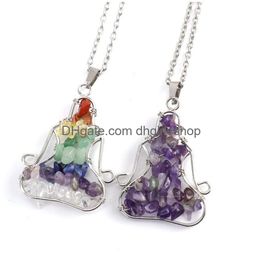 Pendentif Colliers Collier en cristal Gravier naturel Énergie Yoga Accessoires de mode Livraison directe Bijoux Pendentifs Dhdhx