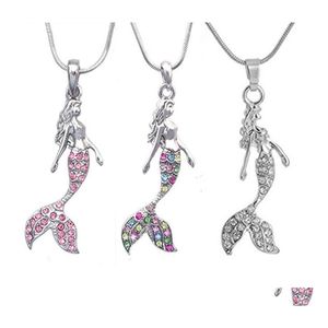 Hanger kettingen kristallen ketting strass Mermaid verklaring voor vrouwen meisje sieraden mode trui accessoires drop levering pend dhzsn