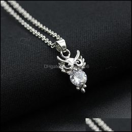 Pendentif Colliers Cristal Strass Charme Plaqué Collier De Flocon De Neige Coeur Couronne Papillon Hibou Drop Livraison Bijoux Pendentifs Dhbtj