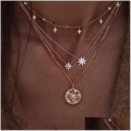 Pendentif Colliers Crystal Star Mtilayer C Chaîne en or Collier Summer Beach Mode Hip Hop Bijoux pour femmes Drop Ship Drop Livraison J Dhcdp