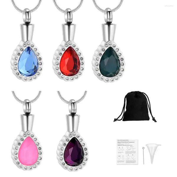 Pendentif Colliers Crystal Teardrop Urne de crémation Collier Charme ouvrable pour porte-cendres Memorial Keepsake Bijoux Personnaliser