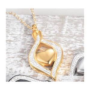 Pendentif Colliers Cristal Larme Coeur Crémation Urne Collier Mémorial Pour Les Femmes En Acier Inoxydable Cendres Titulaire Souvenir Bijoux1 72 Dhbwo