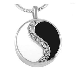 Collares colgantes Cristal Yin Yang Joyería de cremación redonda Memorial Cenizas Urna Recuerdo Kit de relleno Cadena de 20 pulgadas