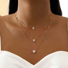 Colliers pendants Cylicons en forme de coeur en forme de coeur en forme de coeur en forme de collier pendentif en couches engendré Womens charme de mode d'eau carrée diamant pour femmes