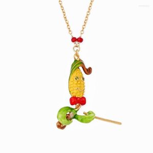 Pendentif Colliers CSxjd Luxe Femme Élégante Bijoux Senior Émail Personnalité Maïs Violon Collier Femme Clavicule Chaîne