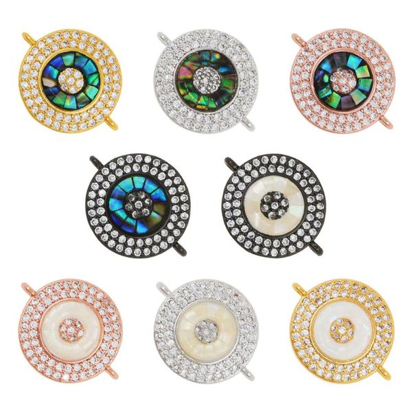 Collares colgantes Cubic Zircon Latón Ojo Forma redonda Conector Encanto para joyería Marcado Colgante Colgante