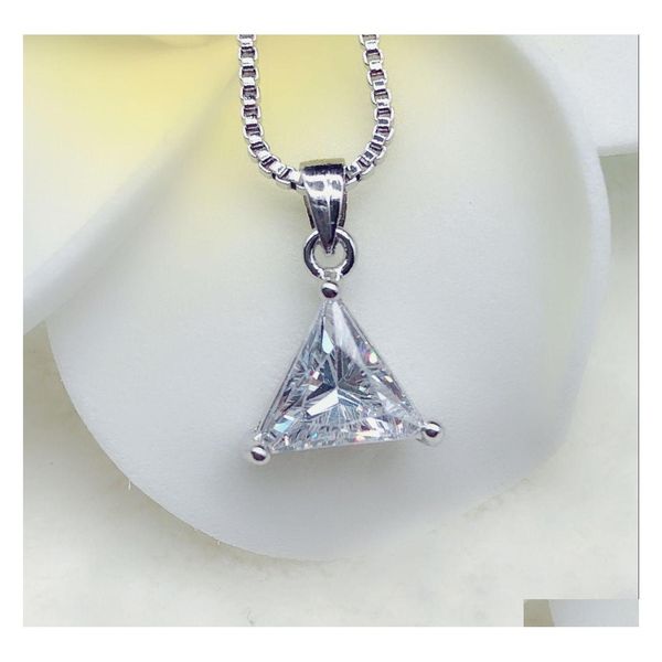 Pendentif Colliers Zircon Cubique Triangle Créatif Bijoux De Mode Sier Plaqué Cuivre Imitation 925 Sterling Collier Drop Delivery P Dhqtn