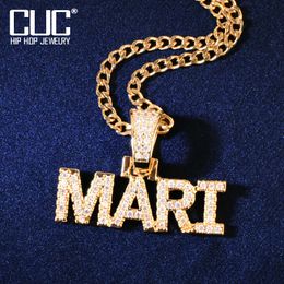 Collares colgantes CUC, cadena de nombre de letra pequeña personalizada para mujeres y hombres, collar de hip hop de circón helado, regalo de joyería personalizado 230710