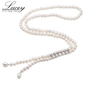 Colliers pendentifs Collier de perles longues de culture pour femmes 100% véritable collier de perles d'eau douce chaîne de pull bijoux de mode 231108