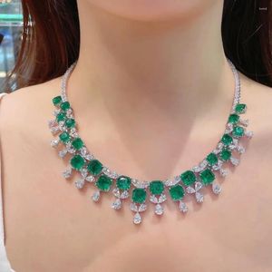 Collares colgantes CUMEE Cubic Zirconia 925 Plata esterlina Verde Lujo Cultivo Esmeraldas Collar de oro chapado sintético