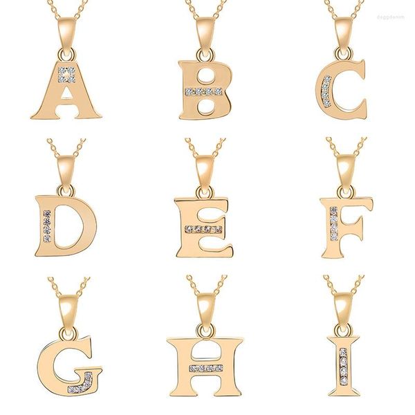 Collares pendientes Cursiva Todos los 26 Alfabeto inicial en inglés Nombre Collar Pequeña palabra Carta Encanto Metal Compromiso