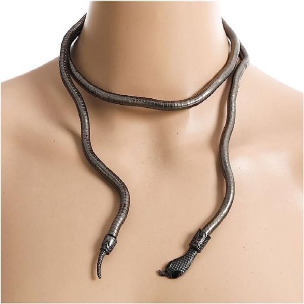 Pendentif Colliers Courbé Punk Serpent Collier Collier Réglable Serpent Bracelet Élastique Wrap Collier Multifonctionnel Medusa Hollween Bijoux pour Femmes, Zinc,