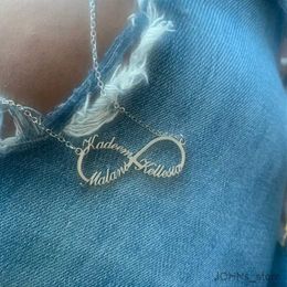 Collares colgantes Cus Collar de nombre infinito para mujeres Cadena de acero inoxidable personalizada Pareja Placa de identificación familiar con joyería de corazón Regalo R231124