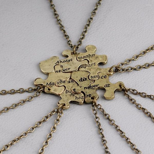 Pendentif Colliers Personnalisé 6 Pcs/ensemble Vintage Interlocking Jigsaw Puzzle BFF Toujours Ensemble Jamais Séparé Amis Collier