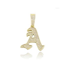 Pendentif Colliers Personnalisé Hip Hop Az Cubic Zircon Lettres Micro Pave Captial Cursive Initiale Pour Les Femmes Glacé Alphabet Lettre Drop Dhcyg