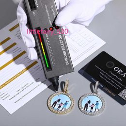 Collares pendientes Custom Iced Out 35mm 3.4ct Moissanite Memory Pendants Collar Hip Hop Custom Photo Locket Picture Pendant Charm Necklace