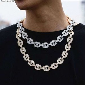 Colliers pendants New Design New Design Luxury Style Bijoux 925 STERLING VVS Baguette Moisanite Diamond Men Mariner Link Chain Collier