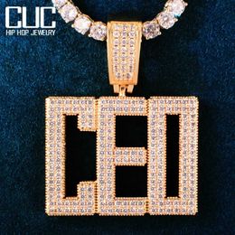 Hangende kettingen op maat gemaakt vierkante letternaam hanger voor mannen dames solide rug micro pave zirconia hiphop ketting ketting nummer sieraden t230413