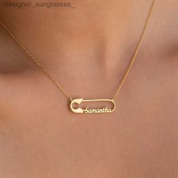 Pendentif colliers Nom personnalisé par pince pendentif collier pour femmes personnalisé chaînes en or tour de cou en acier inoxydable bijoux cadeau collier Para MujerL231218