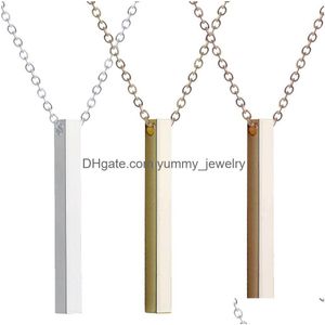 Hanger Kettingen Aangepaste Gepersonaliseerde Verticale Bar Ketting Sier Gegraveerde Datum Naam Hanger Voor Vrouwen Bruiloft Sieraden Verjaardag Moeder Dhyc9