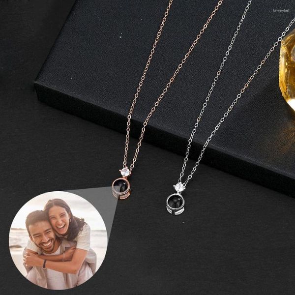 Pendentif Colliers Custom Po Projection Collier pour femmes Cadeaux d'anniversaire de petite amie 2023 à la mode Bijoux romantiques Drop