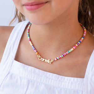 Colliers personnalisés avec nom en acier inoxydable pour femmes et filles, collier doux arc-en-ciel personnalisé, ras du cou, pendentif, bijoux, cadeaux de noël, 231206