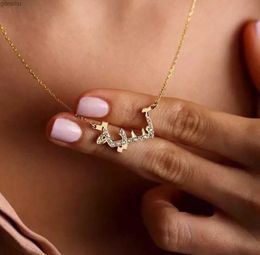 Colliers pendentifs Collier de nom arabe personnalisé avec diamant des diamants nom en acier inoxydable personnalisé Jewelry Bijoux pour femmes en or Giftwx