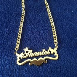 Colliers pendentif personnalisé nom de papillon collier avec bande de coeur en acier inoxydable couronne cadeau bijoux pour femmes 231121