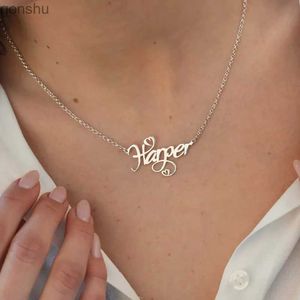 Colliers de pendentif Collier de coeur mignon personnalisé pour femmes filles bijoux en acier inoxydable nomme d'or personnalisé collier pendant