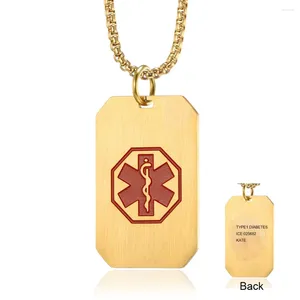 Pendentif Colliers Personnalisé DIY Alert ID Collier Dog Tag pour hommes en acier inoxydable Matte SOS Bijoux personnalisés