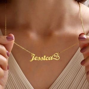 Hangende kettingen Aangepaste dubbele hart ketting dames sieraden roestvrijstalen goudnaam hangsel ketting beste liefde cadeauwx