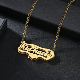 Pendentif Colliers Personnalisé Double Nom Hip Hop Lettre Collier Gothique Plaqué Piercing Sculpture Pendentifs Bijoux Cadeau 230710