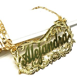 Collares pendientes Collar de nombre doble personalizado para mujer Chapado en oro Plata Joyería elegante cursiva personalizada 230211