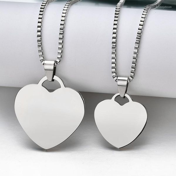 Pendentif Colliers Personnalisé Graver Po Nom Collier En Acier Inoxydable Coeur Chaîne Bijoux De Mode Pour Les Femmes ID Tag