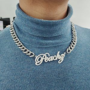 Collares colgantes Nombre de palabras de acero inoxidable personalizado 1/2 cm Cadena cubana Miami Link para hombres Mujeres Joyería de Hip Hop