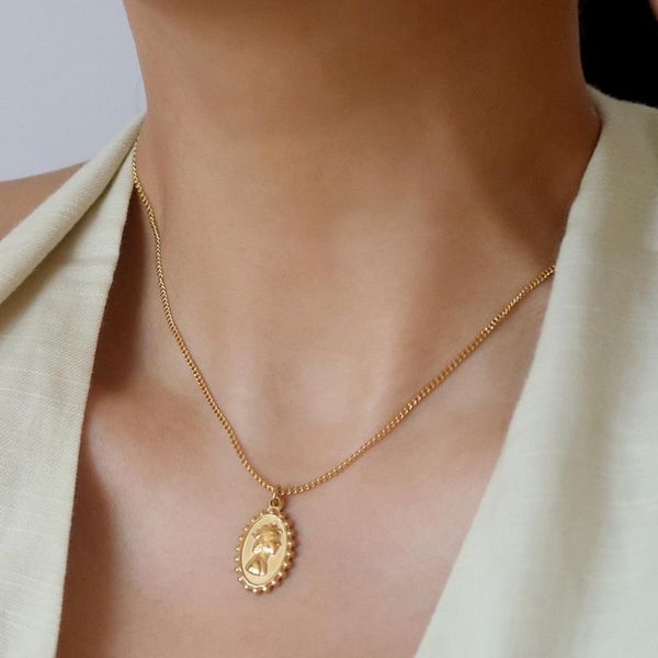 Collares colgantes Lindo collar de ángel para mujeres de moda chapado en oro de acero inoxidable cadena de onda de agua accesorios de joyería