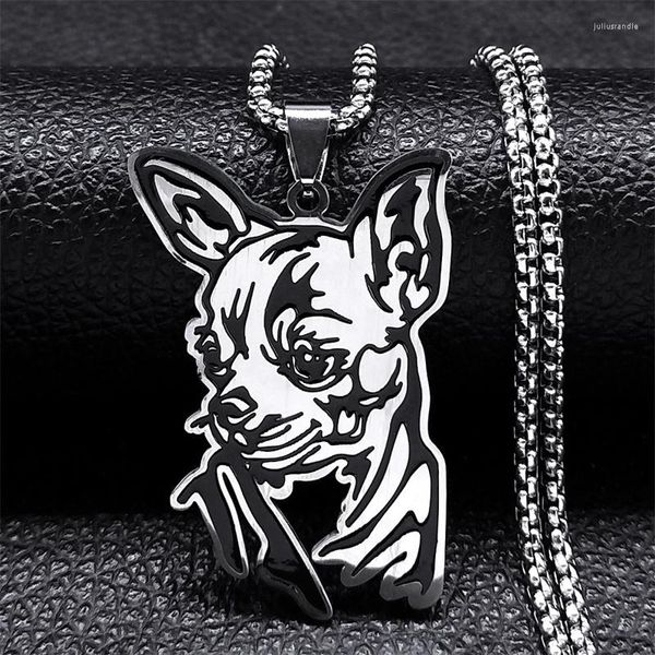 Collares colgantes Lindo animal Chihuahua Collar de cadena de perros para mujeres Hombres acero inoxidable amor amante de mascotas Joya de regalo