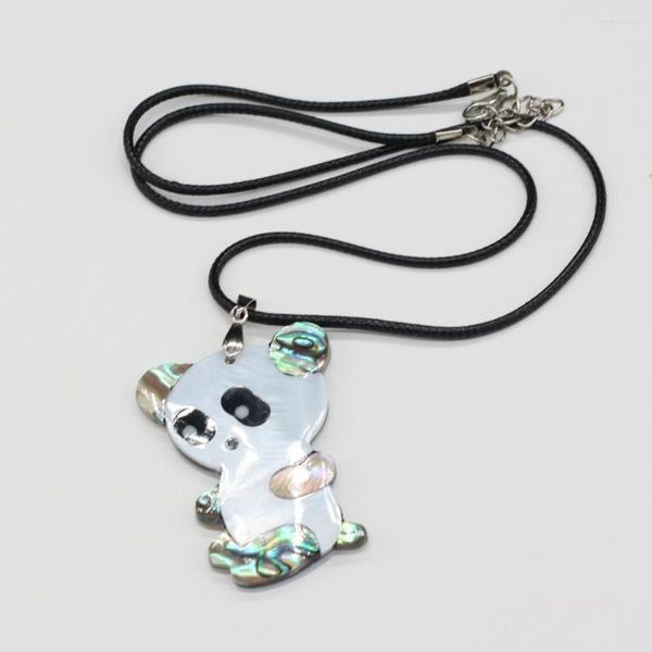 Pendentif Colliers Mignon Animal Panda Forme Shell Collier Naturel Mère De Perle Charmes En Cuir Corde Chaîne Pour Femmes Hommes